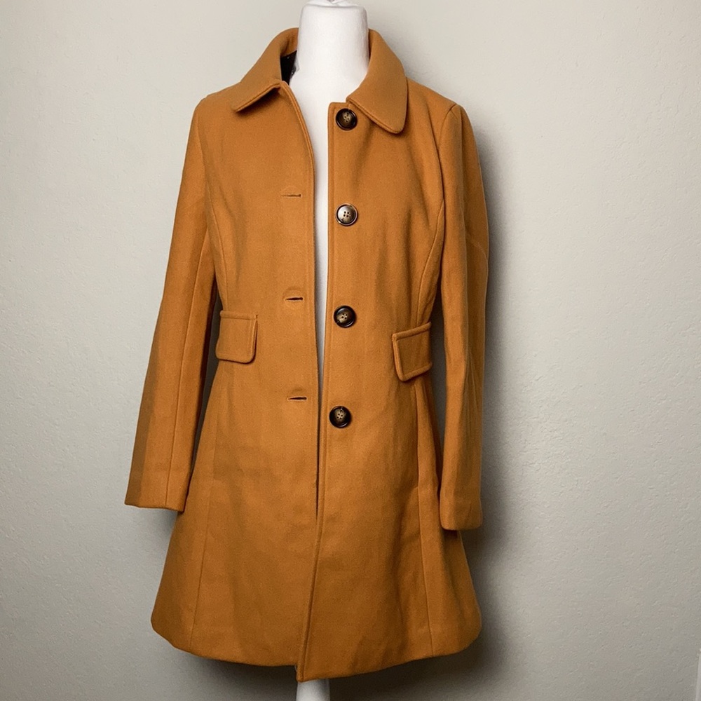 Alegra K Mustard Trench Coat with Pockets Button Down